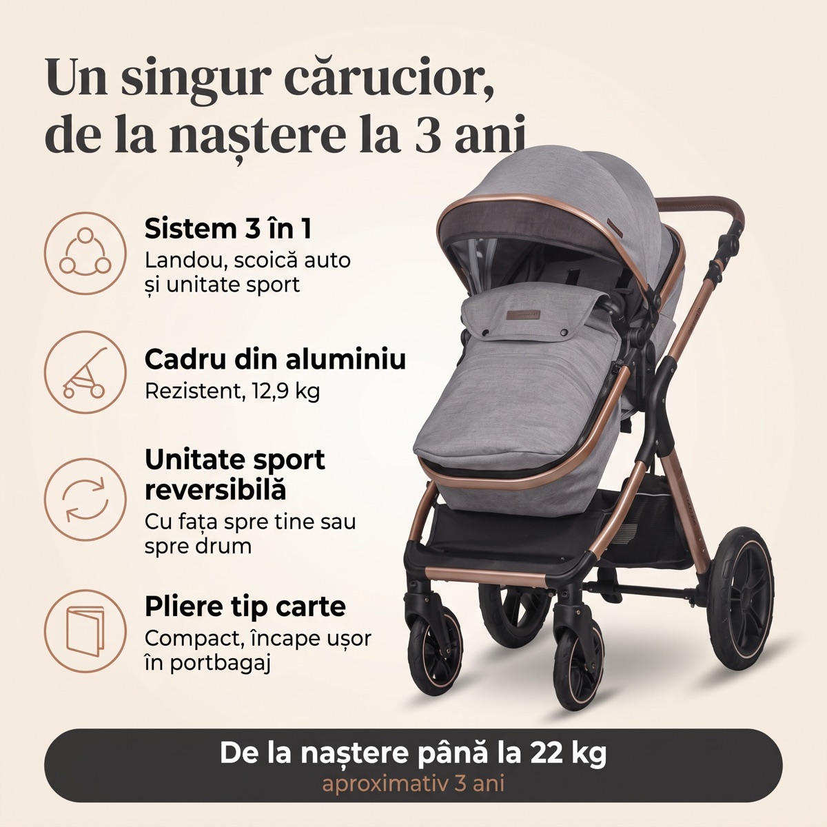 Beneficii cărucior 3 în 1