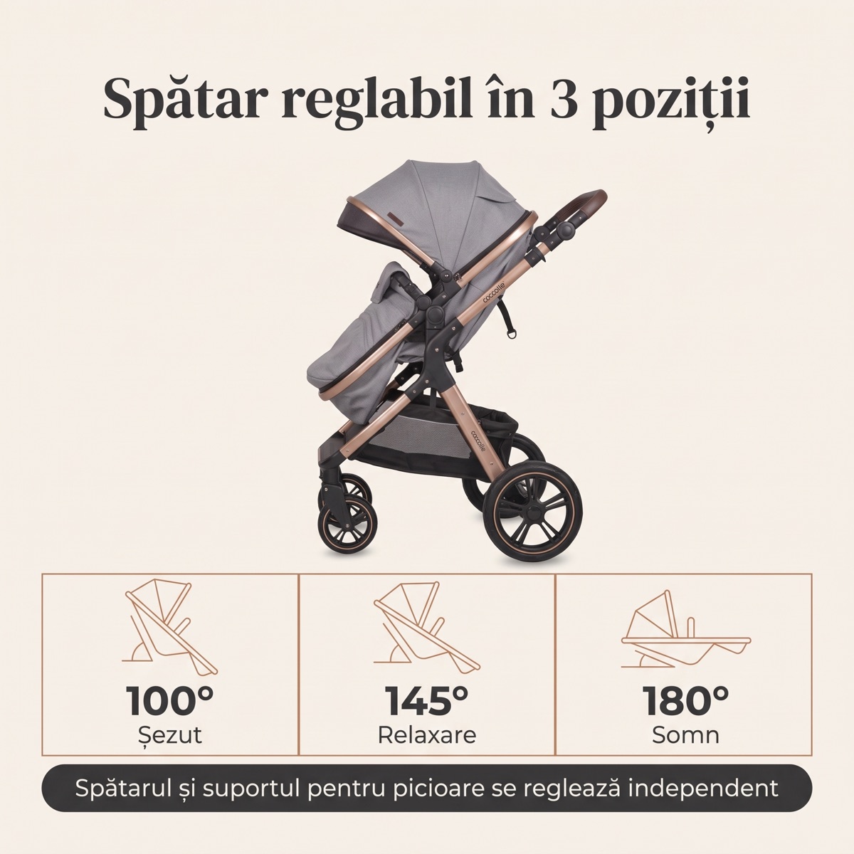 Spătar reglabil în 3 poziții